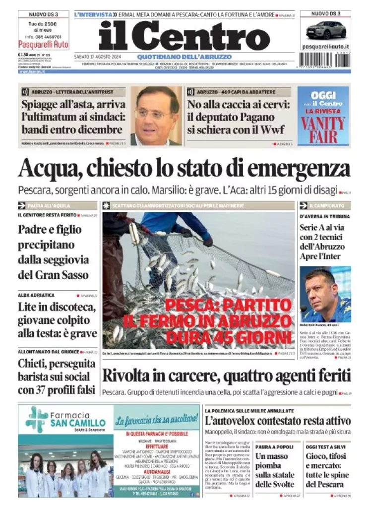 Prima-pagina-il centro-oggi-edizione-del-2024-08-17